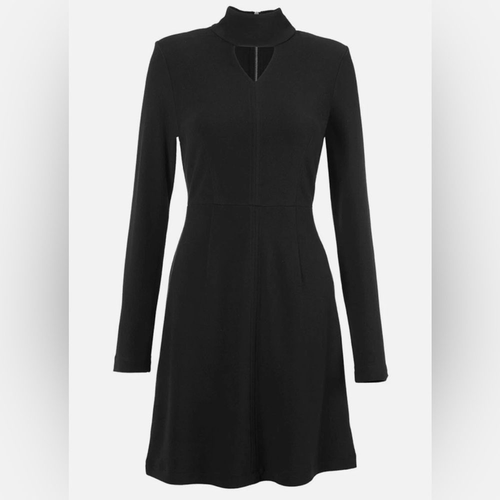 CABI style #4589 Harper Dress black soft knit with keyhole accent Medium - NWOT!